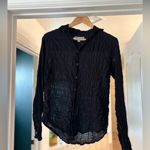 American Colors Crinkled Black Button-Up